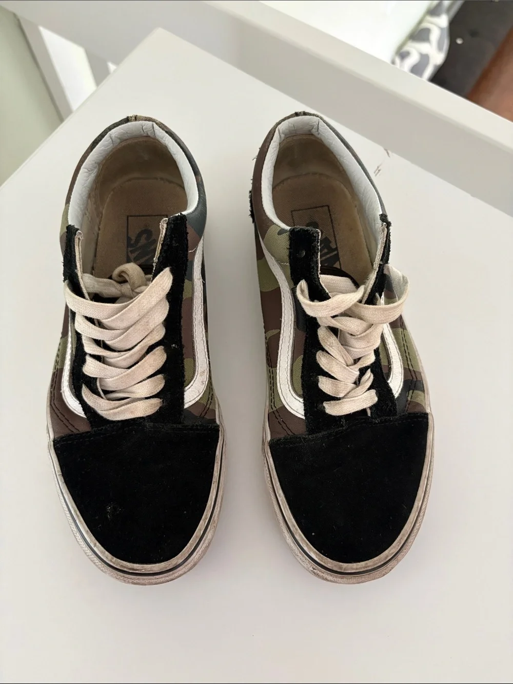 Vans Kids Old Skool Camo Black and Green Low-Top Sneakers